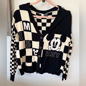 Disney Black and Cream Checkered Cardigan